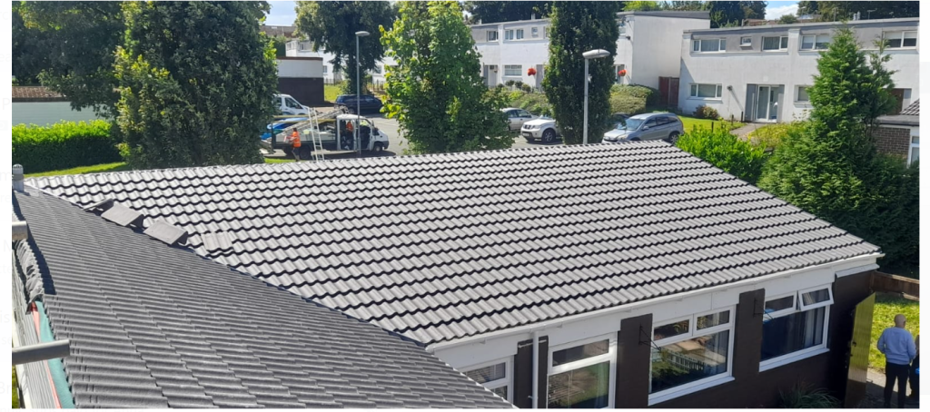 New tiled roof after full roof replacement