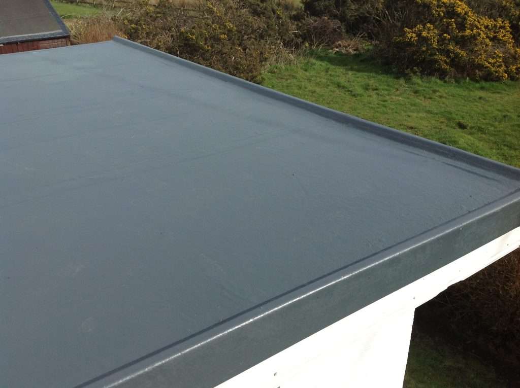 Finished fibreglass flat roof